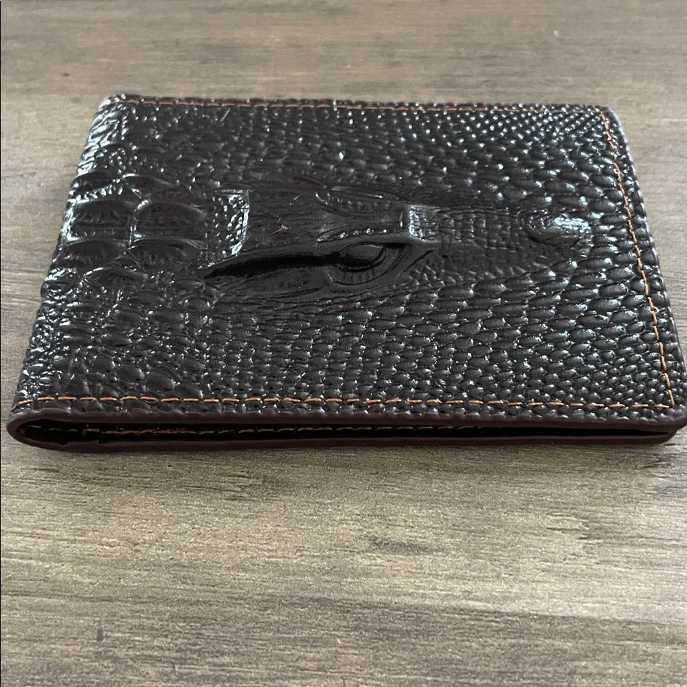 Leather Baby Alligator Faux Reptile skin bifold  card wallet 3D “ALLIGATOR “